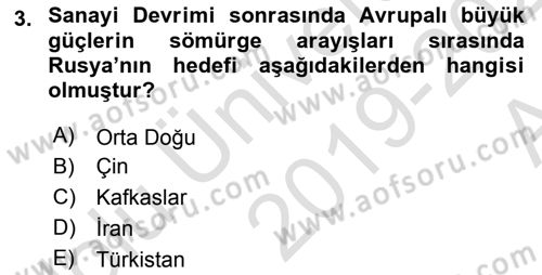 Orta Asya ve Kafkaslarda Siyaset Dersi 2019 - 2020 Yılı (Vize) Ara Sınav Soruları 3. Soru