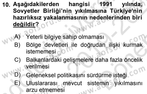 Orta Asya ve Kafkaslarda Siyaset Dersi 2019 - 2020 Yılı (Final) Dönem Sonu Sınavı 10. Soru