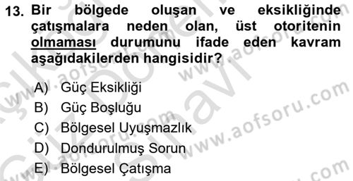 Orta Asya ve Kafkaslarda Siyaset Dersi 2019 - 2020 Yılı (Final) Dönem Sonu Sınav Soruları 13. Soru