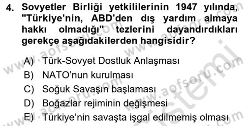 Orta Asya ve Kafkaslarda Siyaset Dersi 2019 - 2020 Yılı (Final) Dönem Sonu Sınav Soruları 4. Soru