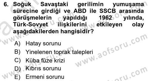 Orta Asya ve Kafkaslarda Siyaset Dersi 2021 - 2022 Yılı (Vize) Ara Sınav Soruları 6. Soru