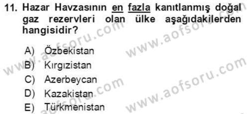 Orta Asya ve Kafkaslarda Siyaset Dersi 2021 - 2022 Yılı (Final) Dönem Sonu Sınav Soruları 11. Soru