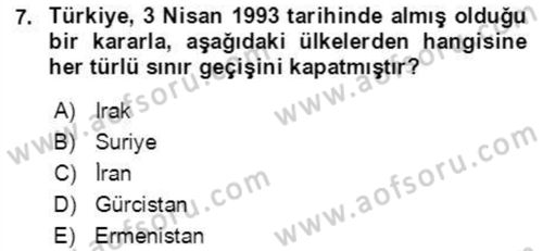 Orta Asya ve Kafkaslarda Siyaset Dersi 2021 - 2022 Yılı (Final) Dönem Sonu Sınav Soruları 7. Soru