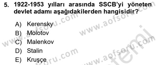 Orta Asya ve Kafkaslarda Siyaset Dersi 2022 - 2023 Yılı (Vize) Ara Sınavı 5. Soru