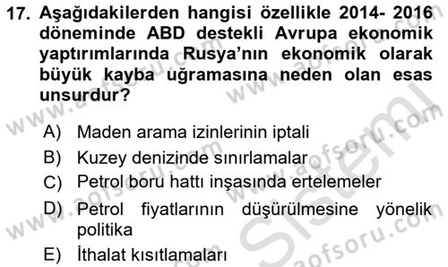 Orta Asya ve Kafkaslarda Siyaset Dersi 2022 - 2023 Yılı (Final) Dönem Sonu Sınav Soruları 17. Soru