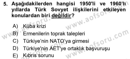 Orta Asya ve Kafkaslarda Siyaset Dersi 2022 - 2023 Yılı Yaz Okulu Sınav Soruları 5. Soru