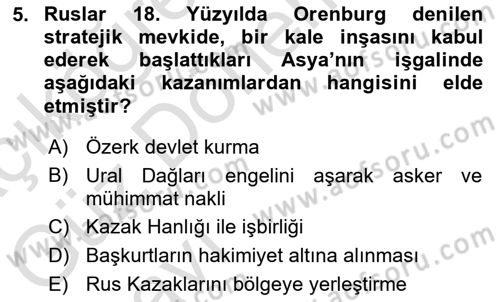 Orta Asya ve Kafkaslarda Siyaset Dersi 2023 - 2024 Yılı (Vize) Ara Sınav Soruları 5. Soru
