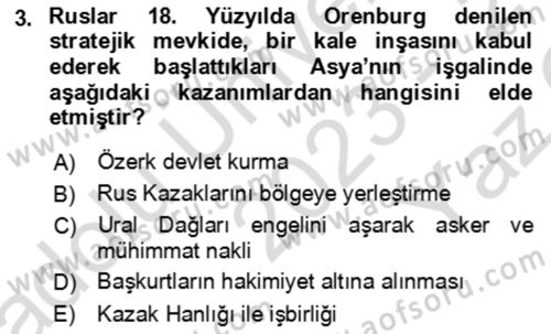 Orta Asya ve Kafkaslarda Siyaset Dersi 2023 - 2024 Yılı Yaz Okulu Sınav Soruları 3. Soru