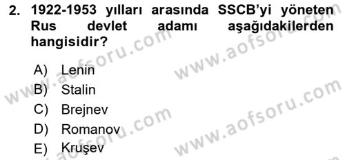 Orta Asya ve Kafkaslarda Siyaset Dersi 2024 - 2025 Yılı (Vize) Ara Sınav Soruları 2. Soru