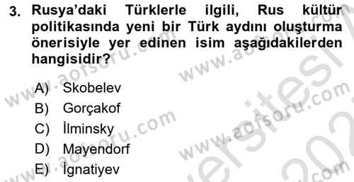 Orta Asya ve Kafkaslarda Siyaset Dersi 2024 - 2025 Yılı (Vize) Ara Sınav Soruları 3. Soru