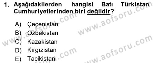 Orta Asya ve Kafkaslarda Siyaset Dersi 2024 - 2025 Yılı Yaz Okulu Sınav Soruları 1. Soru