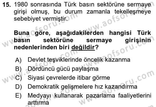 Sosyal Medyaya Giriş Dersi 2019 - 2020 Yılı (Vize) Ara Sınav Soruları 15. Soru