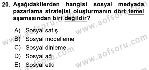 Sosyal Medyaya Giriş Dersi 2019 - 2020 Yılı (Vize) Ara Sınav Soruları 20. Soru