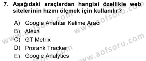 Sosyal Medyaya Giriş Dersi 2019 - 2020 Yılı (Vize) Ara Sınav Soruları 7. Soru