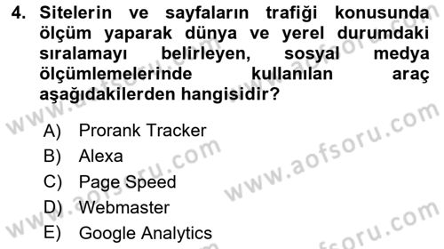 Sosyal Medyaya Giriş Dersi 2020 - 2021 Yılı Yaz Okulu Sınav Soruları 4. Soru