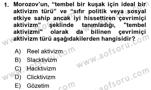 Sosyal Medyaya Giriş Dersi 2021 - 2022 Yılı Yaz Okulu Sınav Soruları 1. Soru