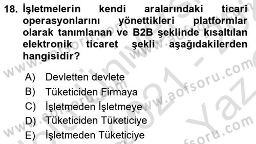 Sosyal Medyaya Giriş Dersi 2021 - 2022 Yılı Yaz Okulu Sınav Soruları 18. Soru
