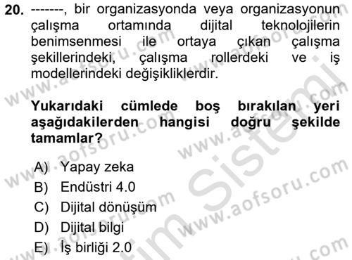 Sosyal Medyaya Giriş Dersi 2021 - 2022 Yılı Yaz Okulu Sınav Soruları 20. Soru