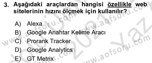 Sosyal Medyaya Giriş Dersi 2021 - 2022 Yılı Yaz Okulu Sınav Soruları 3. Soru