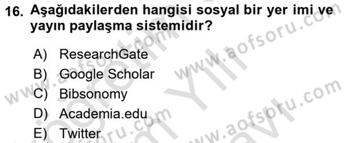 Sosyal Medya Platformları Dersi 2023 - 2024 Yılı (Vize) Ara Sınav Soruları 16. Soru