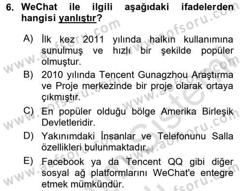 Sosyal Medya Platformları Dersi 2023 - 2024 Yılı (Vize) Ara Sınav Soruları 6. Soru