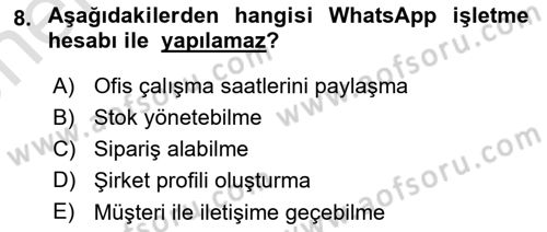 Sosyal Medya Platformları Dersi 2023 - 2024 Yılı (Vize) Ara Sınav Soruları 8. Soru