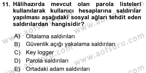 Sosyal Medya Platformları Dersi 2023 - 2024 Yılı (Final) Dönem Sonu Sınav Soruları 11. Soru