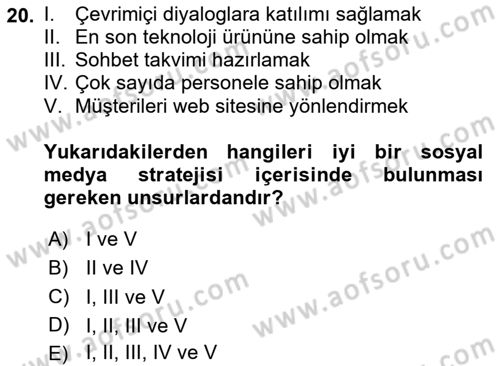 Sosyal Medya Platformları Dersi 2023 - 2024 Yılı (Final) Dönem Sonu Sınav Soruları 20. Soru