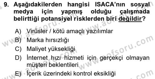 Sosyal Medya Platformları Dersi 2023 - 2024 Yılı (Final) Dönem Sonu Sınav Soruları 9. Soru