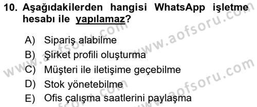 Sosyal Medya Platformları Dersi 2024 - 2025 Yılı (Vize) Ara Sınav Soruları 10. Soru