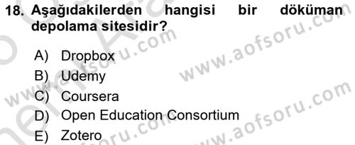 Sosyal Medya Platformları Dersi 2024 - 2025 Yılı (Vize) Ara Sınav Soruları 18. Soru