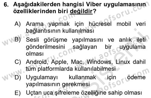 Sosyal Medya Platformları Dersi 2024 - 2025 Yılı (Vize) Ara Sınav Soruları 6. Soru