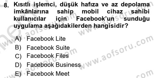 Sosyal Medya Platformları Dersi 2024 - 2025 Yılı (Vize) Ara Sınav Soruları 8. Soru