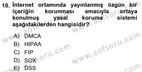 Sosyal Medya Platformları Dersi 2024 - 2025 Yılı (Final) Dönem Sonu Sınav Soruları 10. Soru