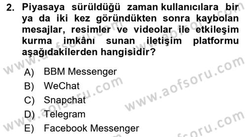 Sosyal Medya Platformları Dersi 2024 - 2025 Yılı (Final) Dönem Sonu Sınav Soruları 2. Soru