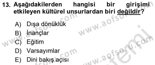 Medya Girişimciliği Dersi 2019 - 2020 Yılı (Vize) Ara Sınav Soruları 13. Soru