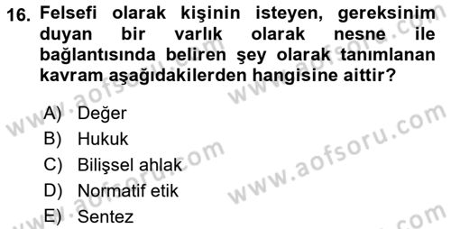 Medya Girişimciliği Dersi 2019 - 2020 Yılı (Vize) Ara Sınav Soruları 16. Soru