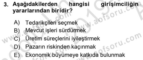 Medya Girişimciliği Dersi 2019 - 2020 Yılı (Vize) Ara Sınav Soruları 3. Soru