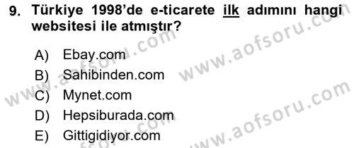 Medya Girişimciliği Dersi 2019 - 2020 Yılı (Vize) Ara Sınav Soruları 9. Soru