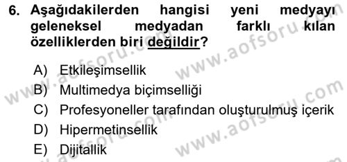 Medya Girişimciliği Dersi 2019 - 2020 Yılı (Final) Dönem Sonu Sınav Soruları 6. Soru