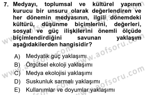 Medya Girişimciliği Dersi 2019 - 2020 Yılı (Final) Dönem Sonu Sınav Soruları 7. Soru