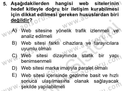 Dijital Çağda Reklam Dersi 2021 - 2022 Yılı (Vize) Ara Sınav Soruları 5. Soru