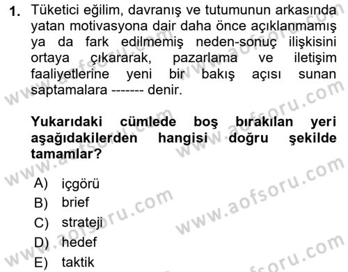 Dijital Çağda Reklam Dersi 2021 - 2022 Yılı (Final) Dönem Sonu Sınav Soruları 1. Soru