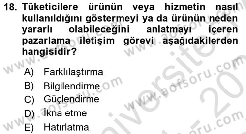 Dijital Çağda Reklam Dersi 2021 - 2022 Yılı (Final) Dönem Sonu Sınav Soruları 18. Soru