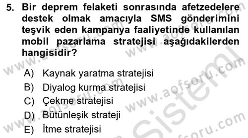Dijital Çağda Reklam Dersi 2021 - 2022 Yılı (Final) Dönem Sonu Sınav Soruları 5. Soru