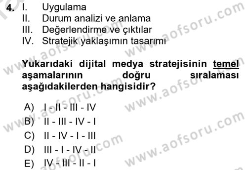 Dijital Çağda Reklam Dersi 2021 - 2022 Yılı Yaz Okulu Sınav Soruları 4. Soru