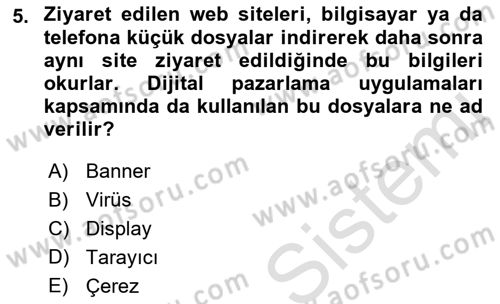 Dijital Çağda Reklam Dersi 2021 - 2022 Yılı Yaz Okulu Sınav Soruları 5. Soru