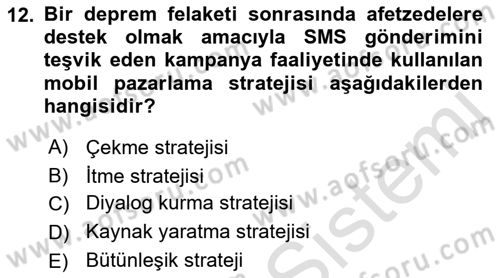 Dijital Çağda Reklam Dersi 2022 - 2023 Yılı Yaz Okulu Sınav Soruları 12. Soru