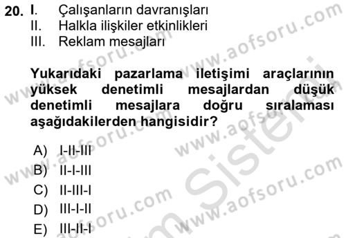 Dijital Çağda Reklam Dersi 2022 - 2023 Yılı Yaz Okulu Sınav Soruları 20. Soru