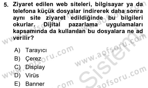 Dijital Çağda Reklam Dersi 2022 - 2023 Yılı Yaz Okulu Sınav Soruları 5. Soru